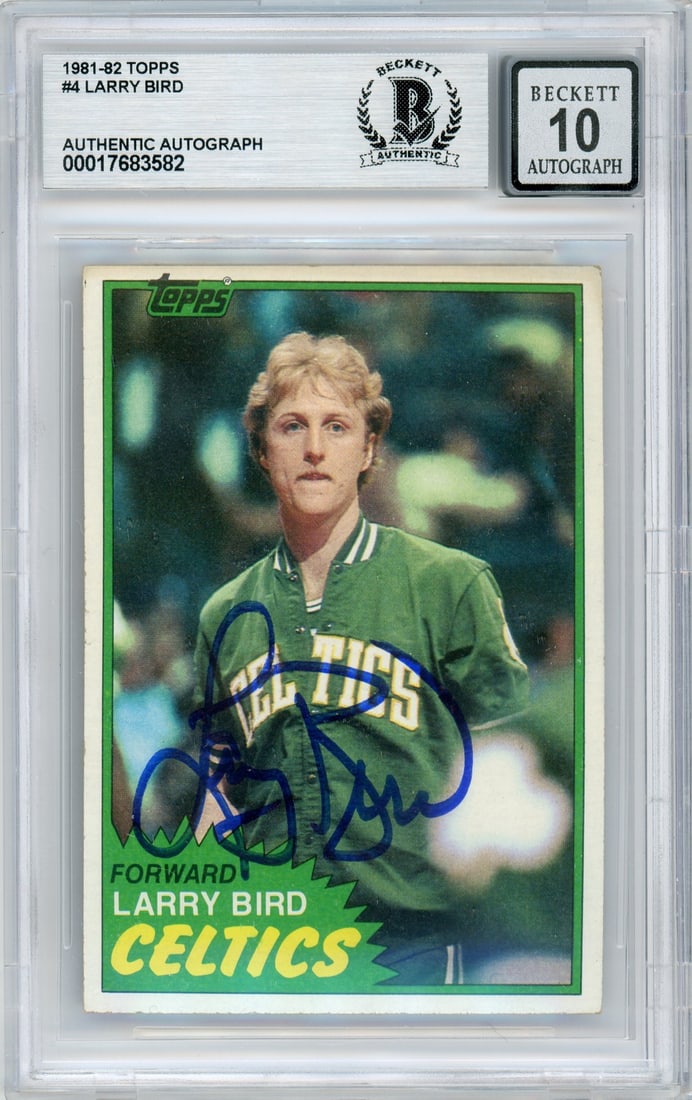 Larry Bird 1981 Topps Celtics Card BGS Auto Grade 10 (1 of 2)