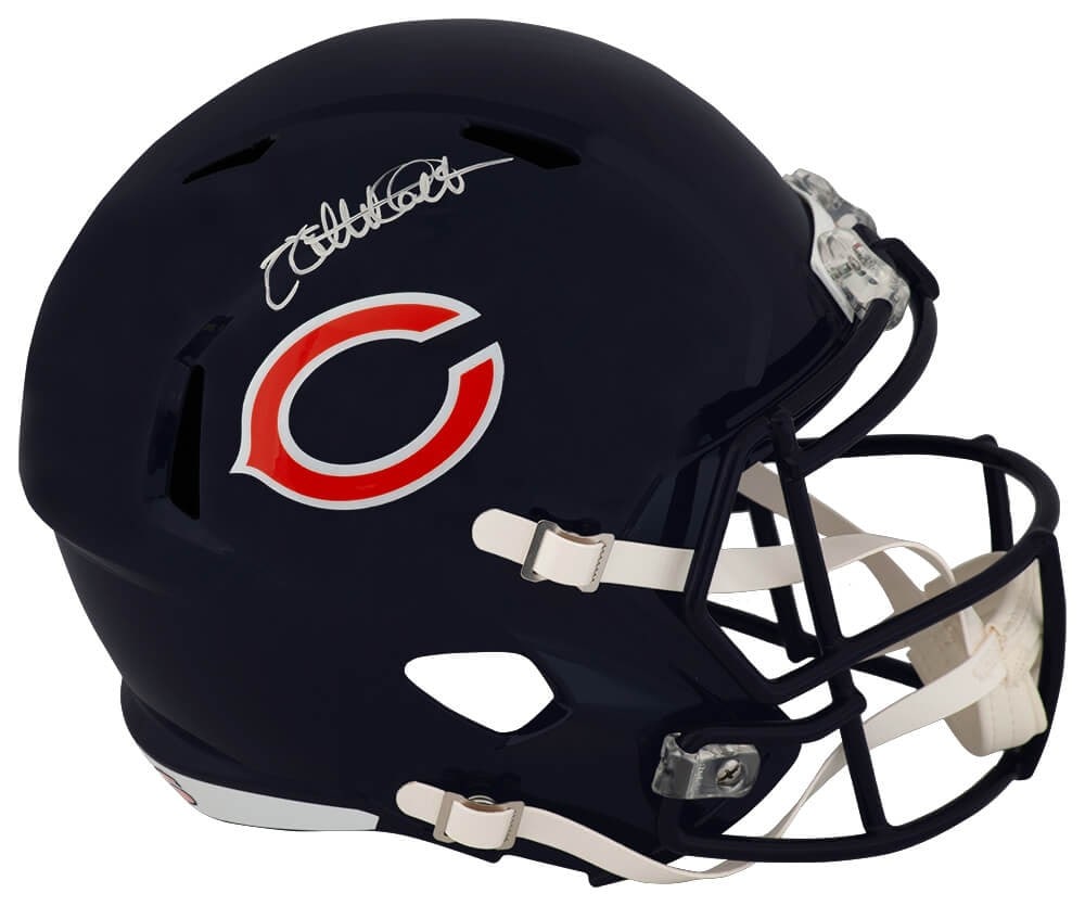 Chicago Bears White Riddell Full Size Replica Helmet Signed by Willie Gault: Chicago Bears White Riddell Full Size Replica Helmet Signed by Willie Gault This Chicago Bears Riddell full size speed replica helmet features an authentic signature from Willie Gault. The helmet is