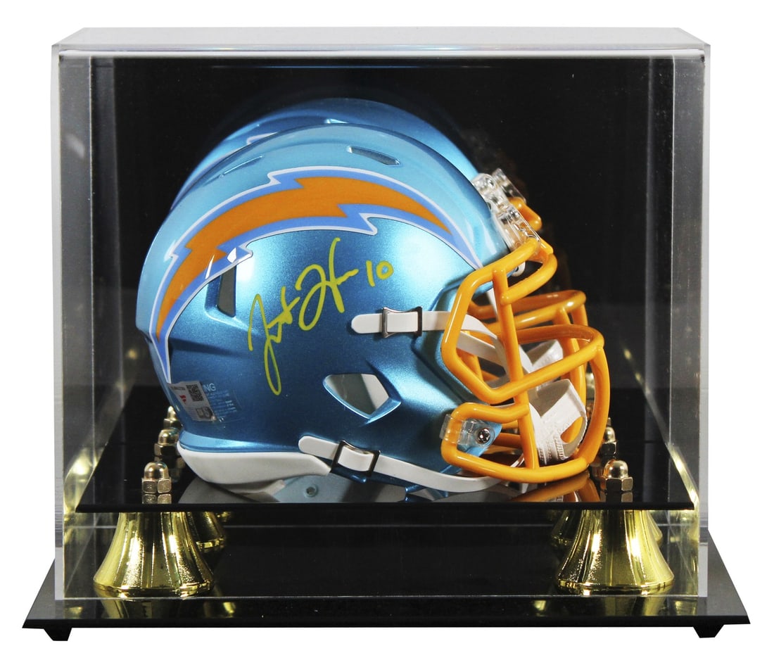 Justin Herbert Autographed Chargers Flash Speed Mini Helmet with Display Case (1 of 3)