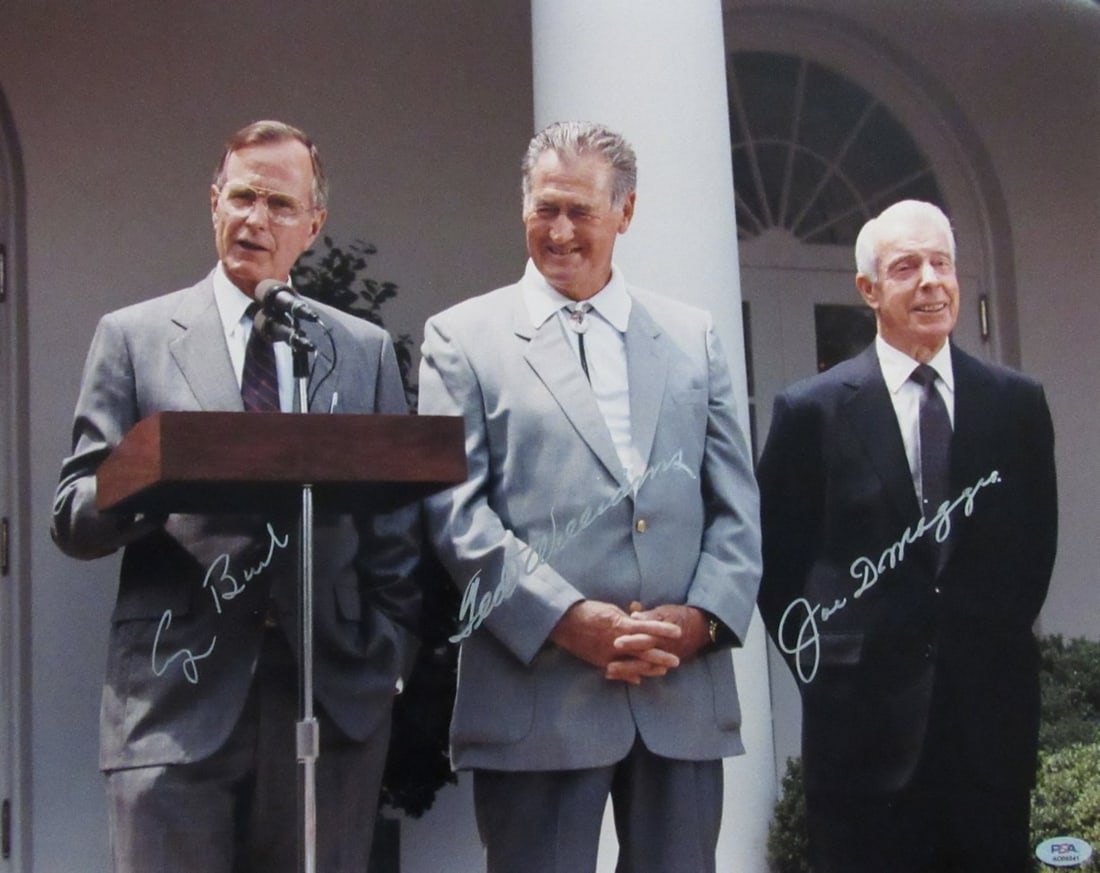 DiMaggio Williams Bush Multi-Signed 16x20 Photo PSA/DNA (1 of 5)
