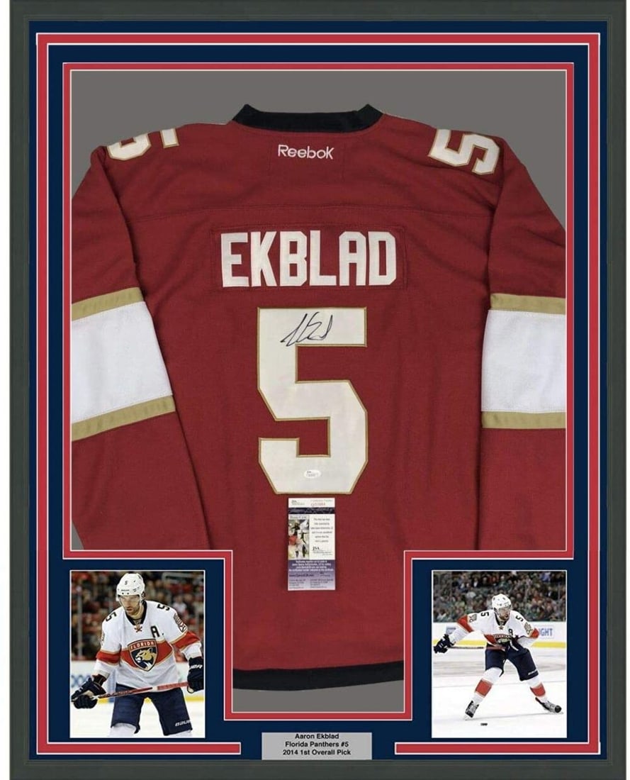 Framed Aaron Ekblad Signed Jersey 35x39 with JSA COA NHL Florida Panthers (1 of 2)