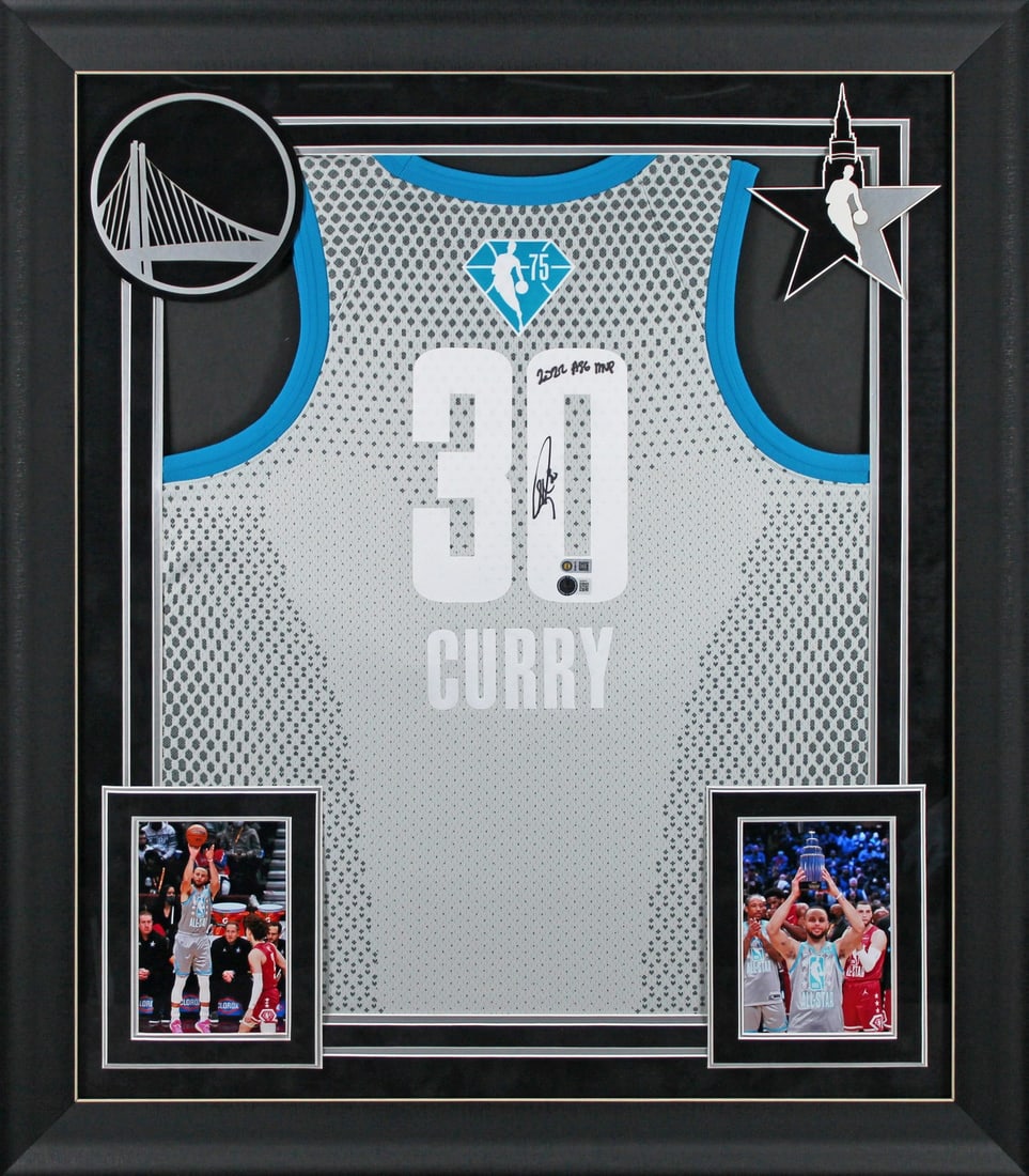 Stephen Curry Signed White Nike All Star Jersey Framed BAS 2022 ASG MVP (1 of 2)