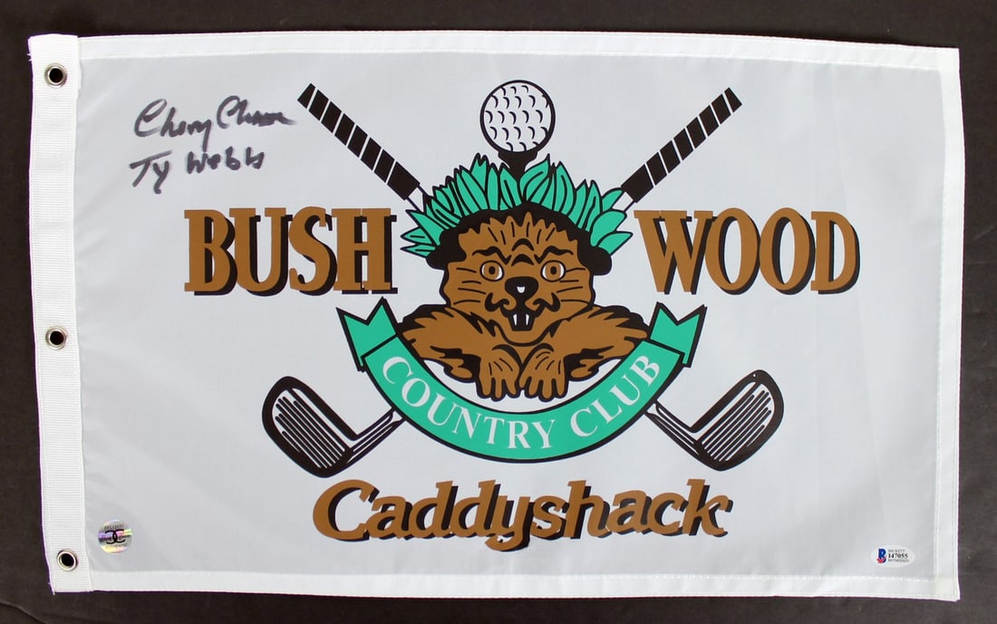 Bushwood Flag Signed by Chevy Chase as Ty Webb BAS Witnessed COA (1 of 2)