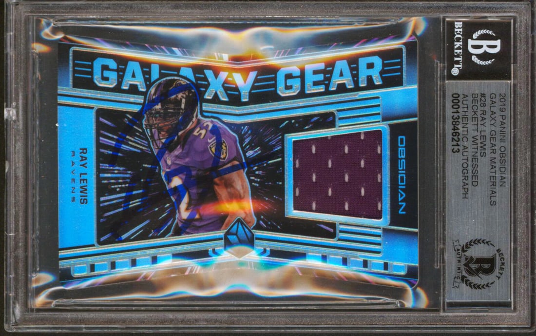 Ray Lewis Autographed 2019 Panini Obsidian Galaxy Gear Card Gem Mint 10 BAS (1 of 2)