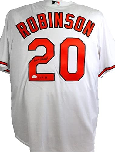 Orioles White Majestic Jersey Signed by Frank Robinson with JSA Authentication: Orioles White Majestic Jersey Signed by Frank Robinson with JSA Authentication This pre-owned Baltimore Orioles white Majestic jersey features the authentic autograph of Frank Robinson, including a Ha