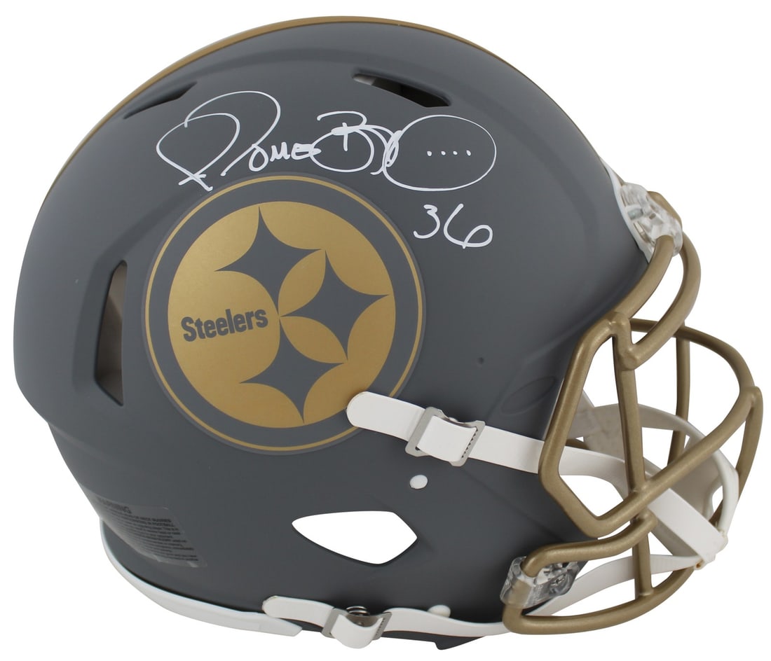 Jerome Bettis Signed Pittsburgh Steelers Slate Helmet BAS Witnessed (1 of 3)