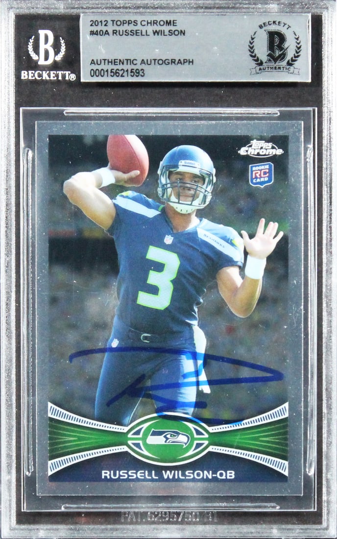Russell Wilson Signed 2012 Topps Chrome Rookie Card BAS Authenticated (1 of 2)