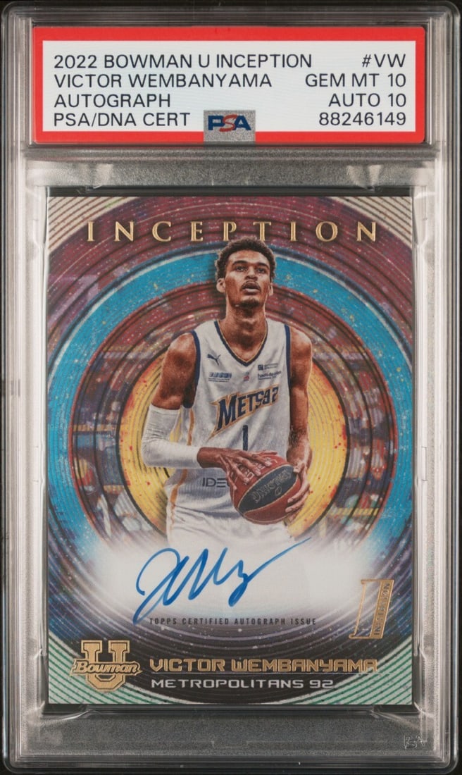 2022 Bowman U Inception Victor Wembanyama PSA 10 Rookie Signed Card (1 of 2)