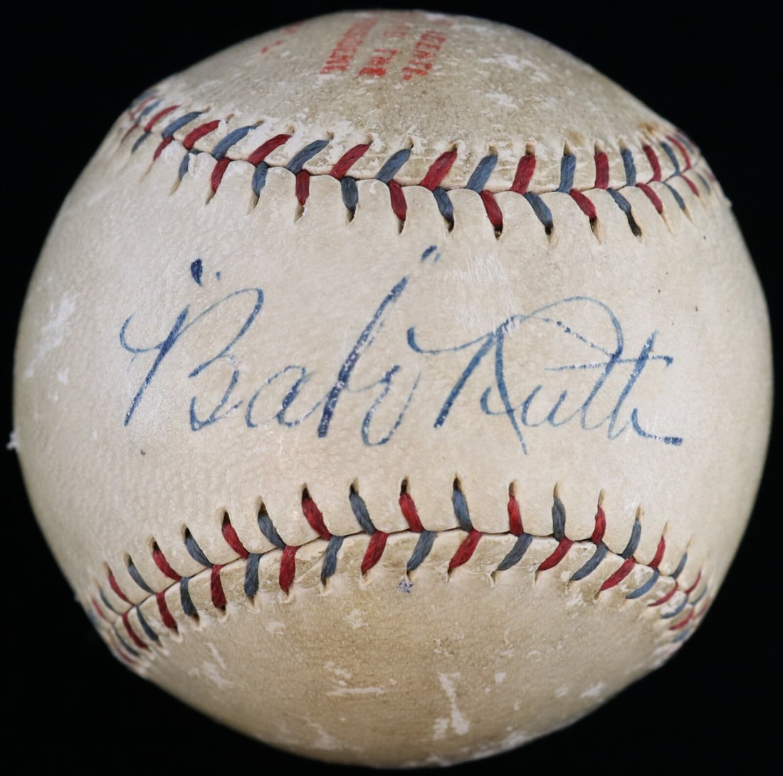 Babe Ruth 1927 Signed Baseball with PSA DNA COA New York Yankees: Babe Ruth 1927 Signed Baseball with PSA DNA COA New York Yankees This is a remarkable Babe Ruth single signed 1927 Official American League baseball featuring a bold blue fountain pen signature. One o