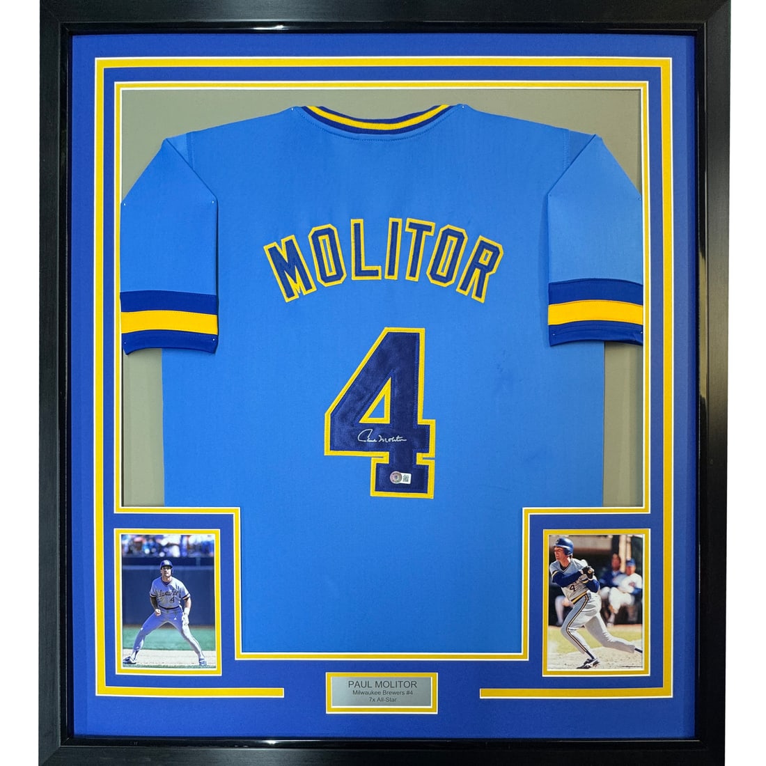 Framed Paul Molitor Autographed Jersey 33x42 Milwaukee Brewers JSA COA (1 of 2)