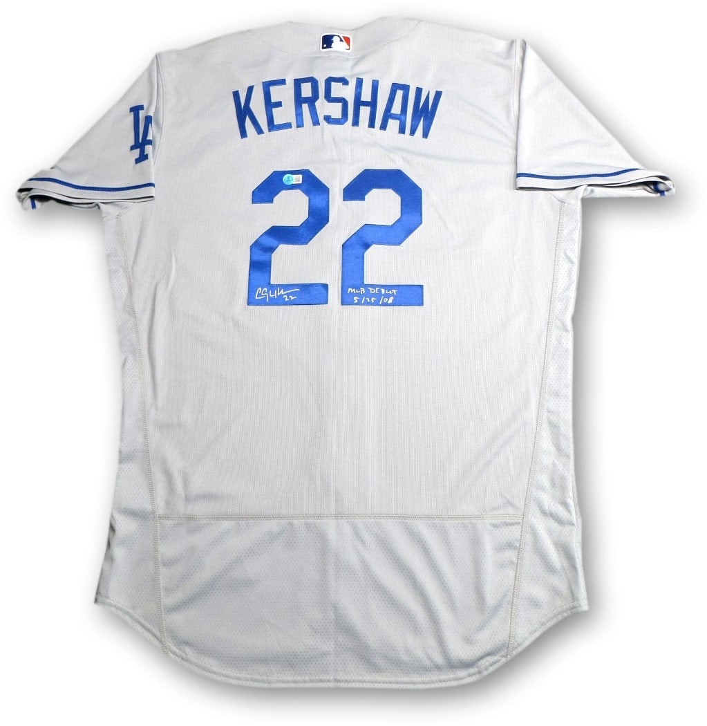 Clayton Kershaw Signed Jersey Dodgers MLB Debut 5/25/08 Beckett Authenticated (1 of 7)