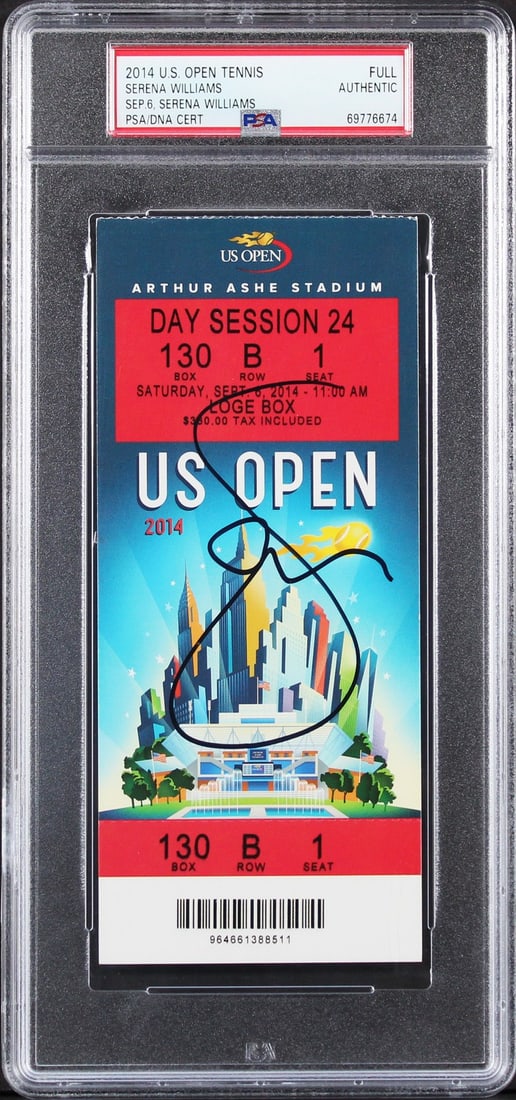 Serena Williams Signed 2014 U.S. Open Ticket Stub PSA/DNA Authentic (1 of 2)