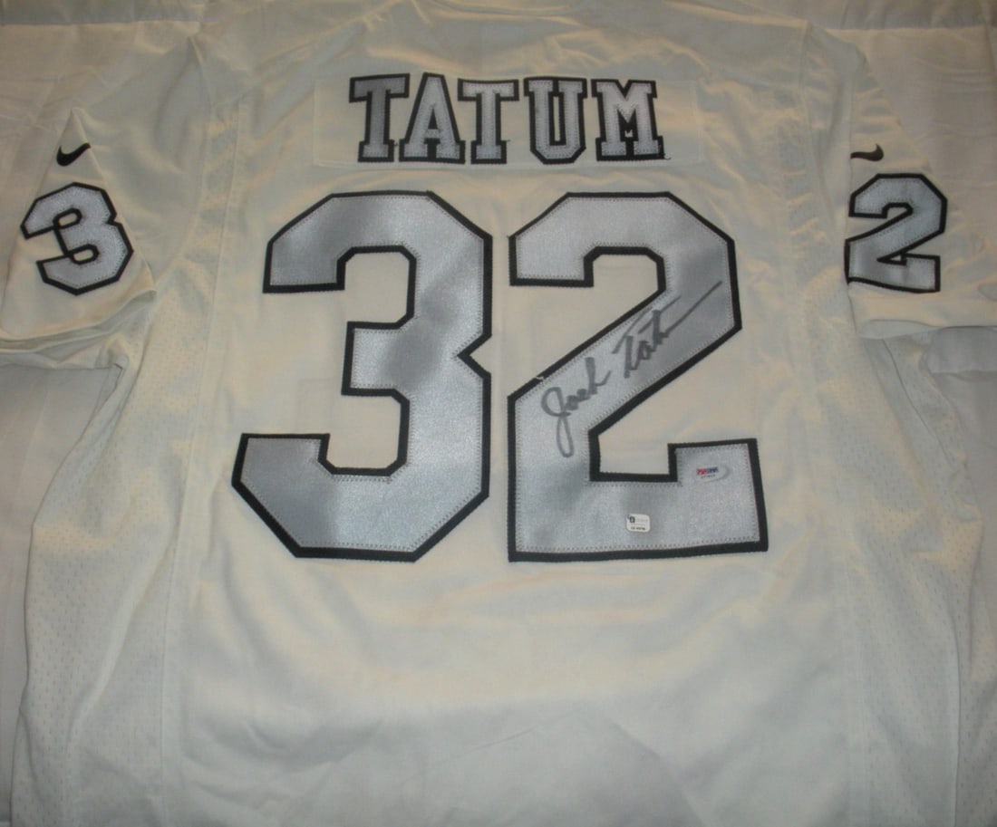 Nike Oakland Raiders Jersey Signed by Jack Tatum PSA DNA Authenticated: Nike Oakland Raiders Jersey Signed by Jack Tatum PSA DNA Authenticated This is an official licensed Nike jersey, signed by Jack Tatum of the Oakland Raiders. The jersey is authenticated by PSA/DNA/COA