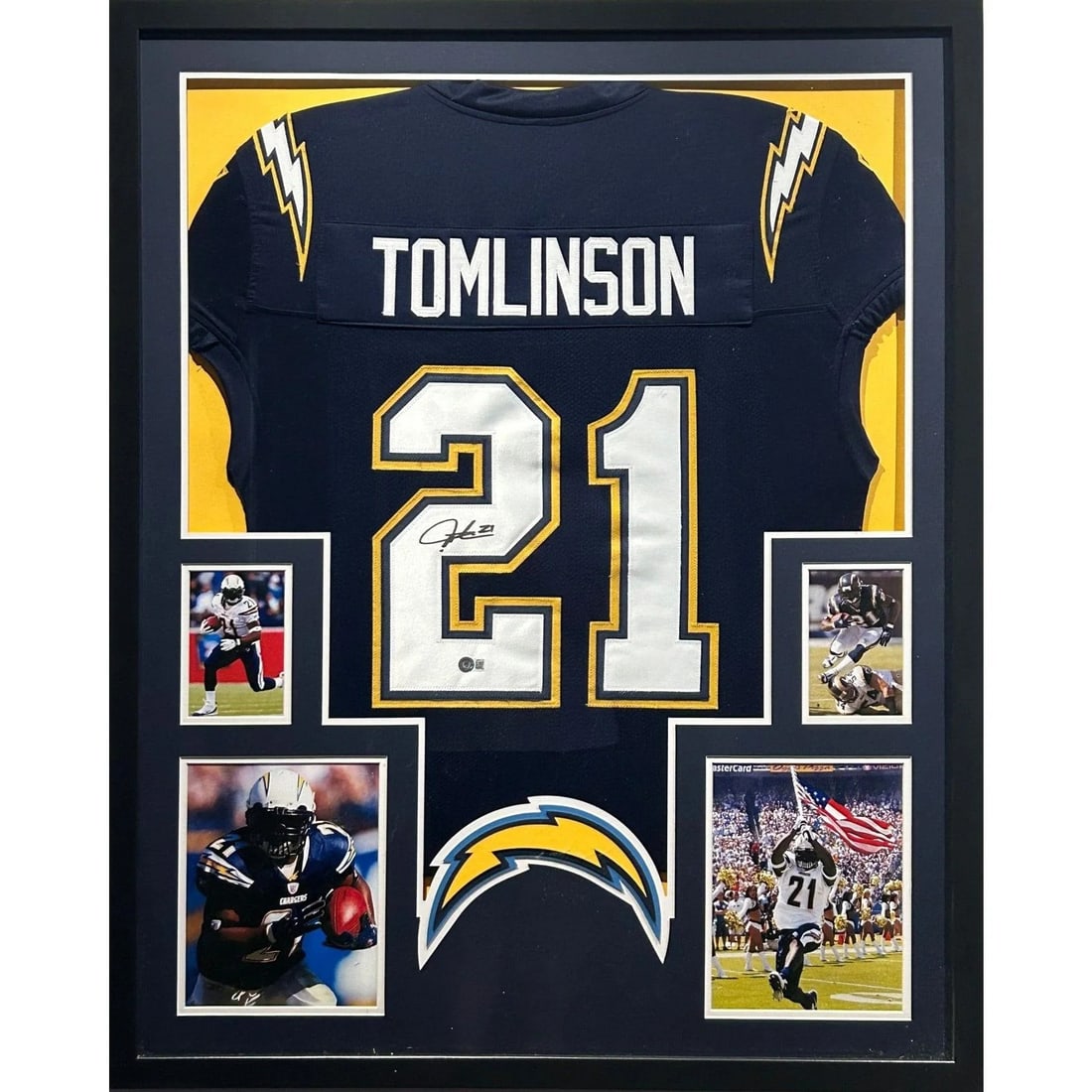 Framed LaDainian Tomlinson Autographed Chargers Jersey Beckett Authenticated (1 of 2)