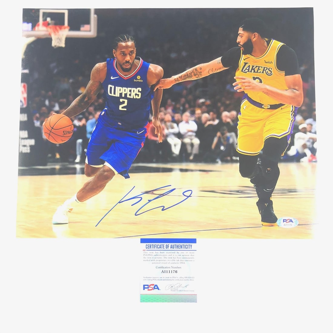 Kawhi Leonard Autographed 11x14 Photo PSA/DNA Los Angeles Clippers (1 of 3)
