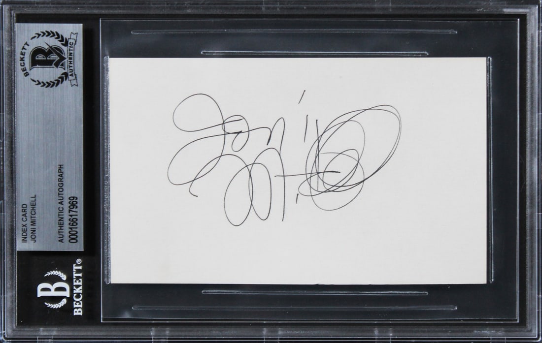 Joni Mitchell Signed 3x5 Index Card Beckett Authenticated (1 of 5)
