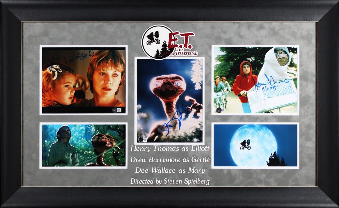 Framed E.T. Photo Signed by Spielberg Barrymore Thomas and Wallace BAS Authenticated (1 of 6)