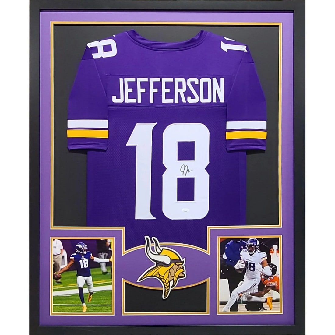 Framed Minnesota Vikings Justin Jefferson Purple Jersey Autographed with JSA COA (1 of 3)
