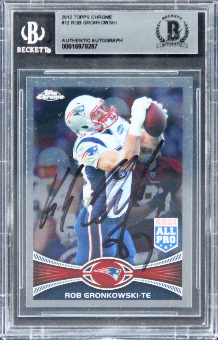 Rob Gronkowski Signed 2012 Topps Chrome #12 Card Beckett Authenticated (1 of 2)
