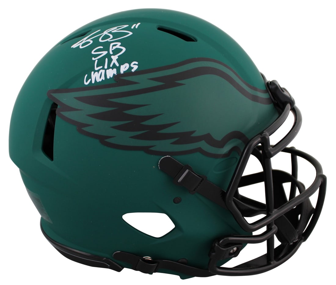 A.J. Brown Signed Eagles Rave F/S Speed Helmet SB LIX Champs BAS Authenticated (1 of 3)