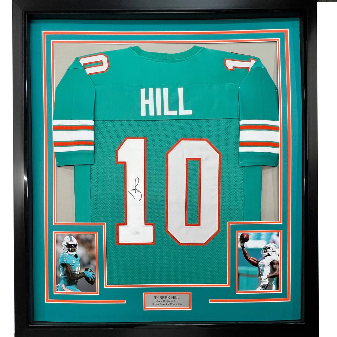 Framed Autographed Tyreek Hill Miami Dolphins Retro Jersey JSA COA Gem Mint (1 of 2)