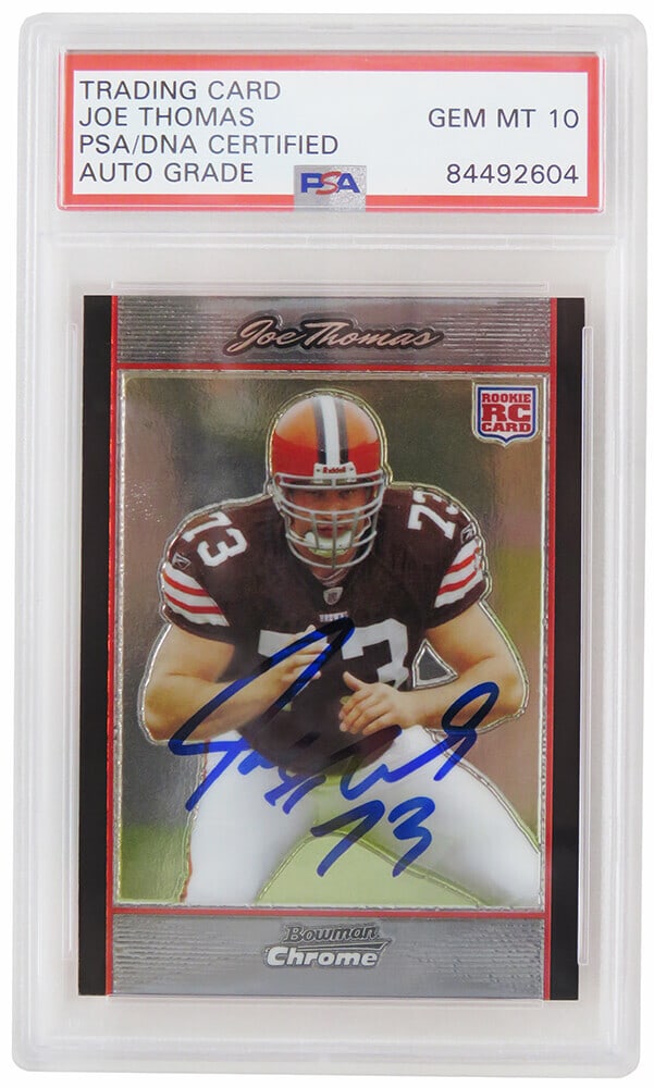 Joe Thomas Autographed 2007 Bowman Chrome Rookie Card PSA Mint 10 (1 of 2)