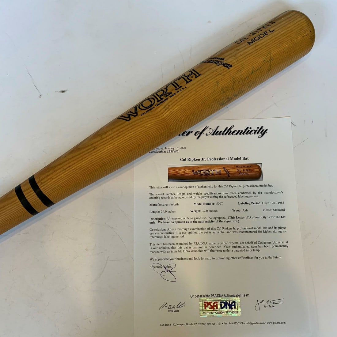 Cal Ripken Jr Signed 1983 Game Issued Bat PSA DNA Certified Baltimore Orioles (1 of 6)