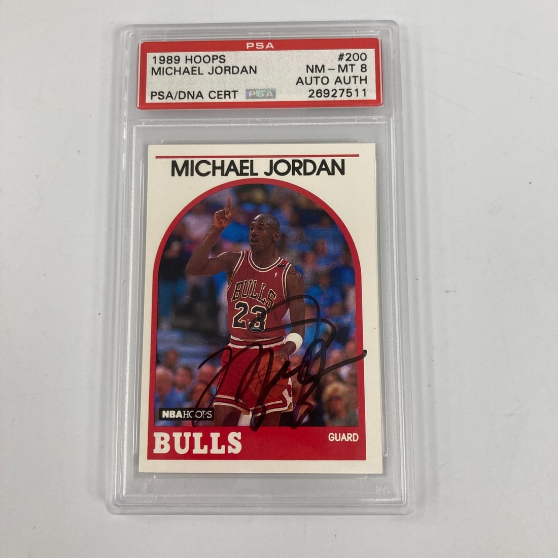 1989 Hoops Michael Jordan #200 Signed Card PSA 8 Authenticated (1 of 2)