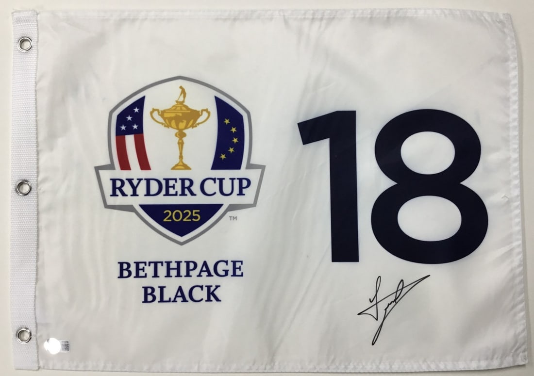 Luke Donald Signed 2025 Ryder Cup Bethpage Black Flag Beckett Authenticated (1 of 4)