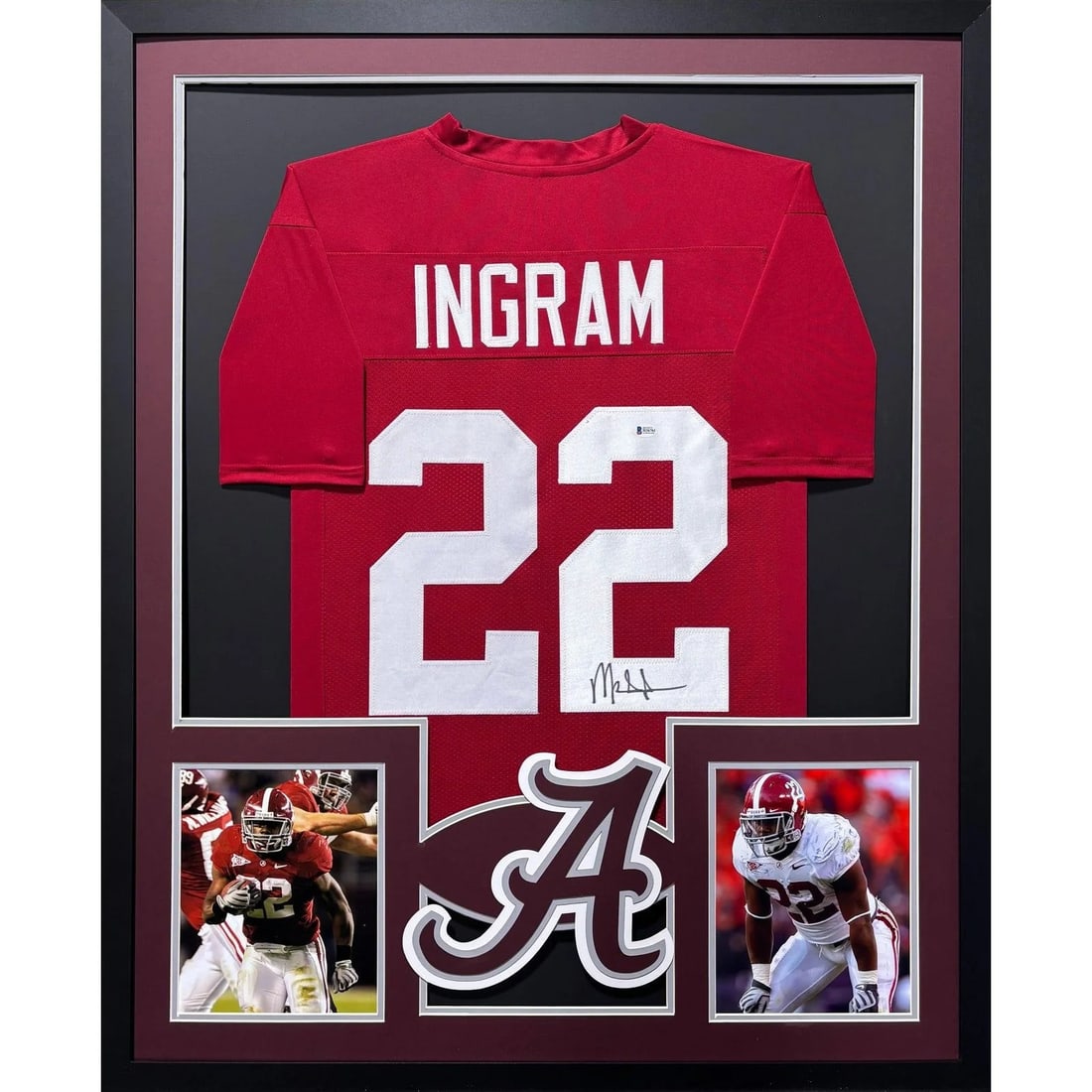 Mark Ingram Signed Alabama Jersey Framed Beckett Authenticated: Mark Ingram Signed Alabama Jersey Framed Beckett Authenticated This framed jersey features a signed Mark Ingram Alabama jersey, authenticated by Beckett, a leader in sports memorabilia authentication.