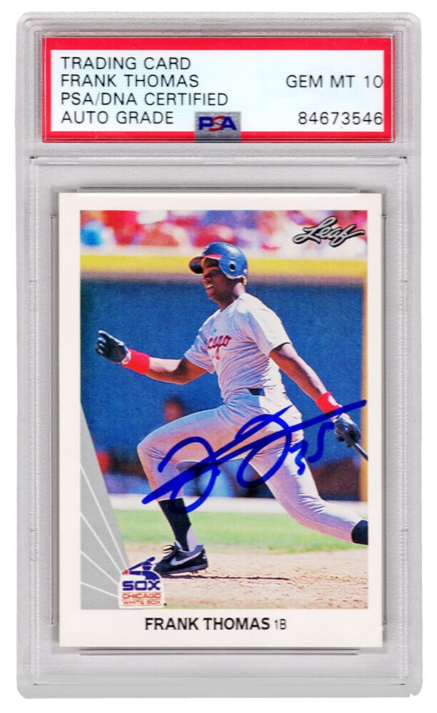Frank Thomas Autographed 1990 Leaf RC Card #300 PSA Auto 10 White Sox (1 of 2)
