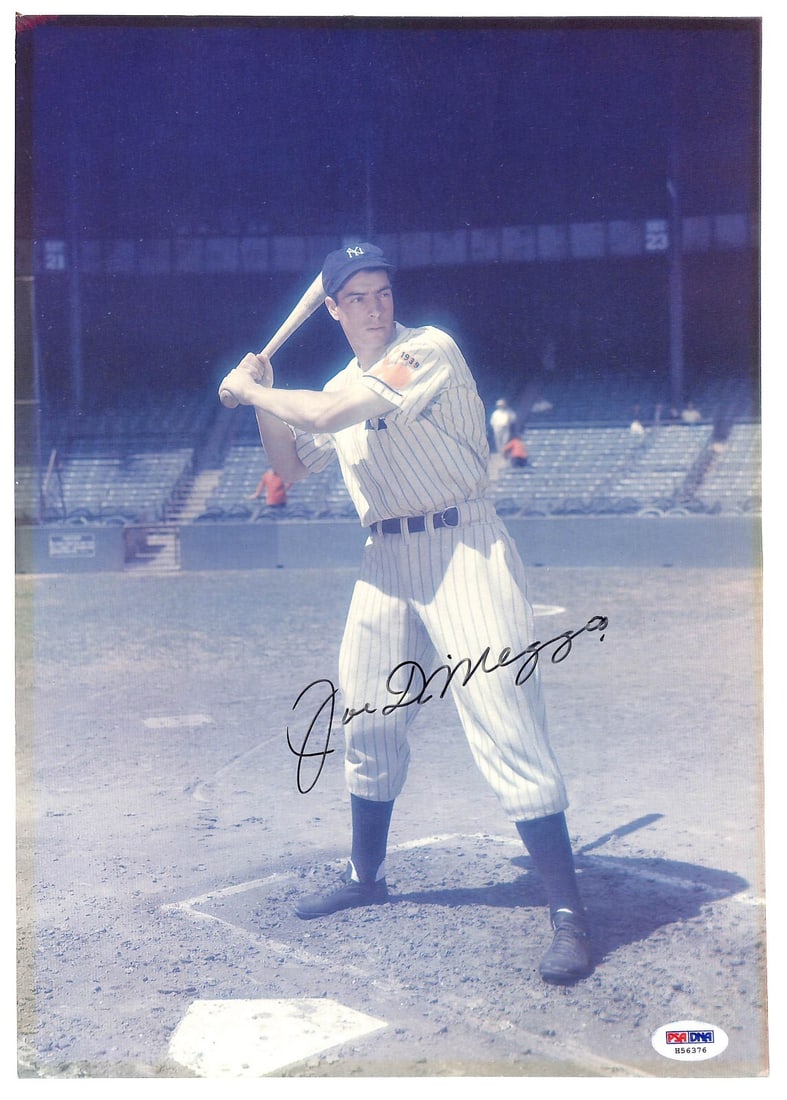 Joe DiMaggio Signed 10x14 Photo PSA Certified New York Yankees: Joe DiMaggio Signed 10x14 Photo PSA Certified New York Yankees This is an original 10x14 photo of baseball legend Joe DiMaggio, autographed and authenticated by PSA/DNA. A must-have for any New York Y