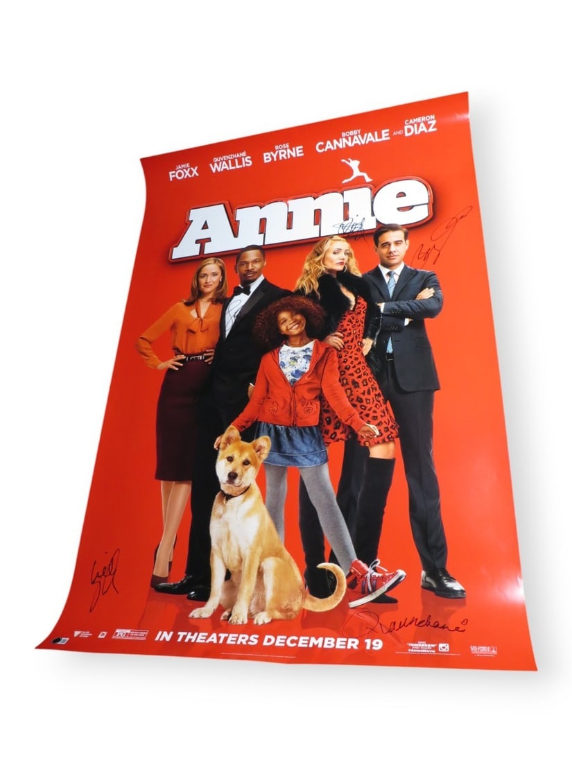 Annie Cast Autographed 27x40 Poster by Diaz Foxx Wallis Beckett Authenticated (1 of 7)