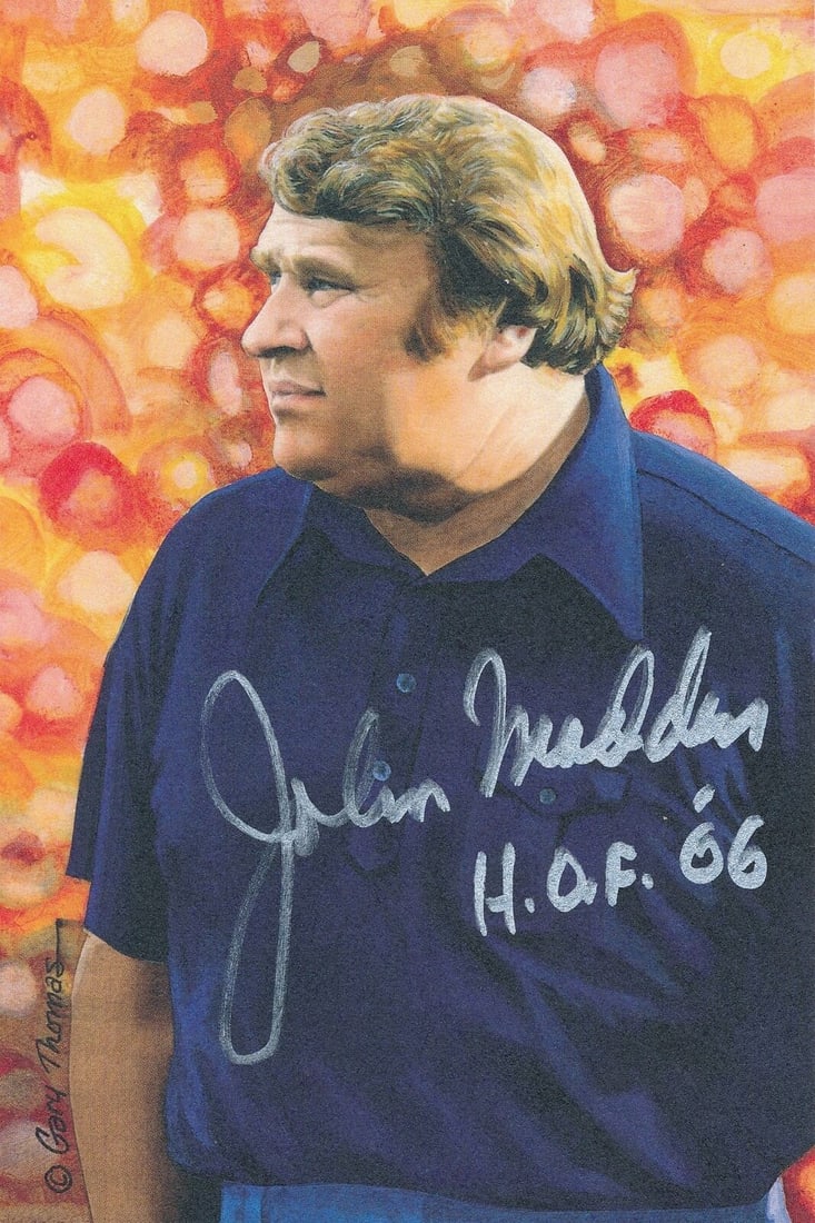 John Madden Oakland Raiders Autographed Goal Line Art Postcard JSA Certified (1 of 3)