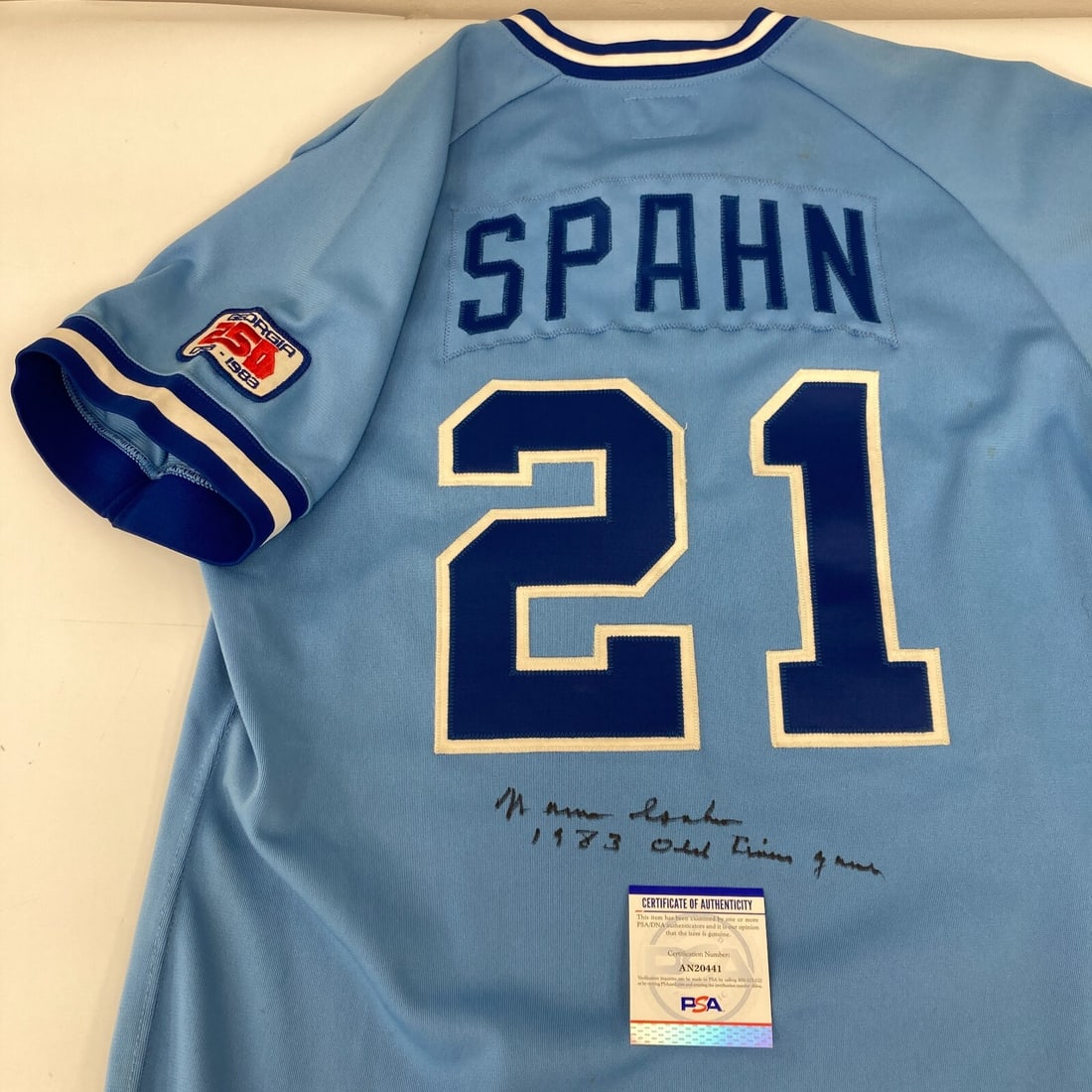Warren Spahn Signed Game Used Jersey 1983 Old Timers Game PSA DNA Atlanta Braves (1 of 11)
