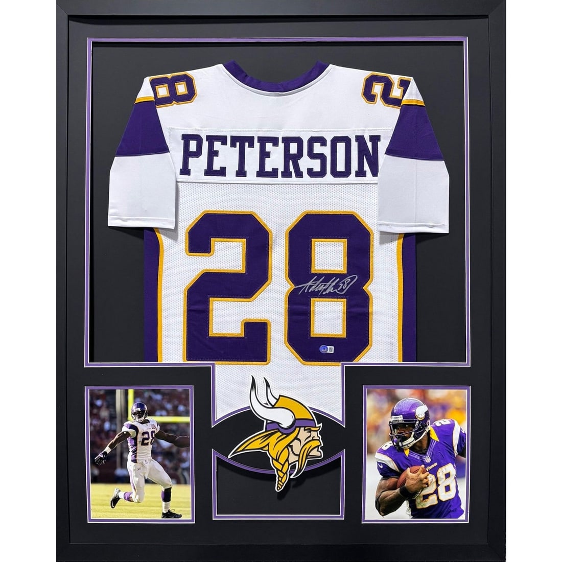 Adrian Peterson Autographed Framed Jersey Beckett Vikings 42x34 (1 of 2)