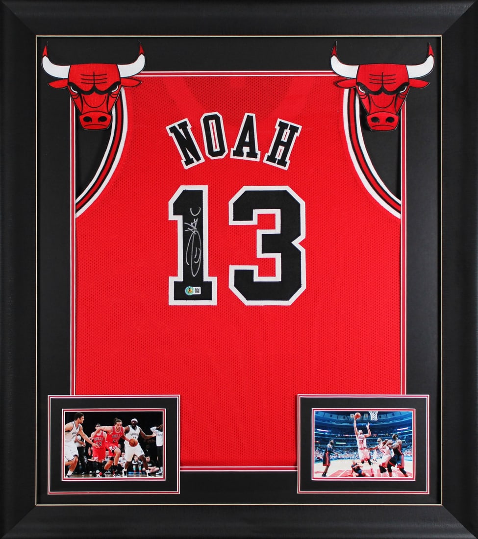 Joakim Noah Signed Chicago Bulls Framed Jersey BAS Witnessed (1 of 2)