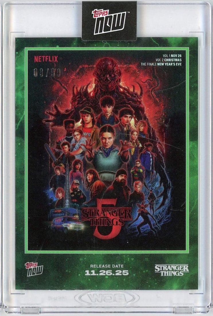 Stranger Things Season 5 Green /99 Topps Now Cover Art Trading Card (1 of 2)