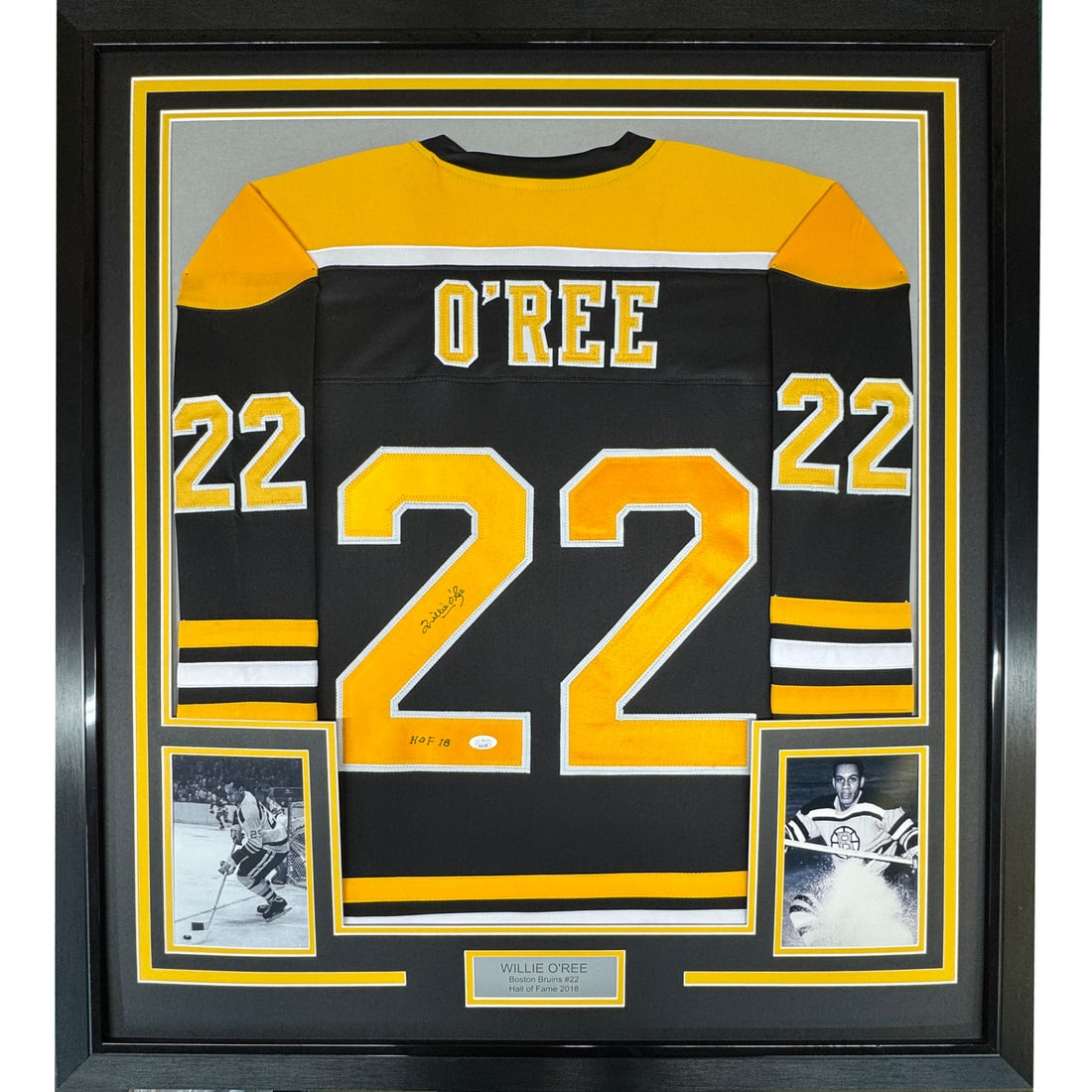 Framed Willie O'Ree Autographed Jersey HOF 2018 JSA COA 35x39 (1 of 2)