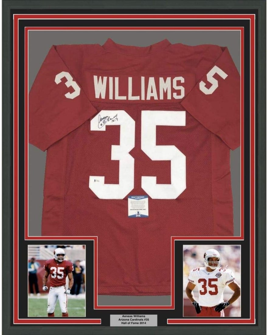 Framed Aeneas Williams Signed Jersey Arizona Cardinals Beckett COA 33x42 (1 of 2)