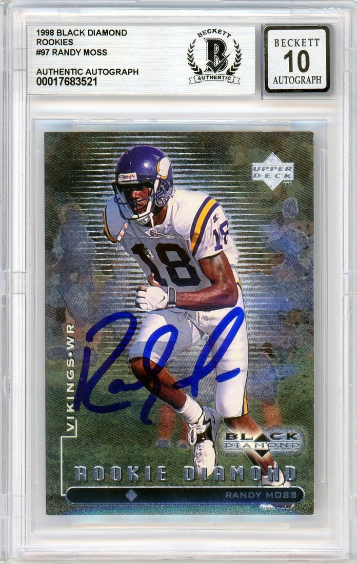 1998 Black Diamond Randy Moss Autographed Rookie Card BGS 10 (1 of 2)