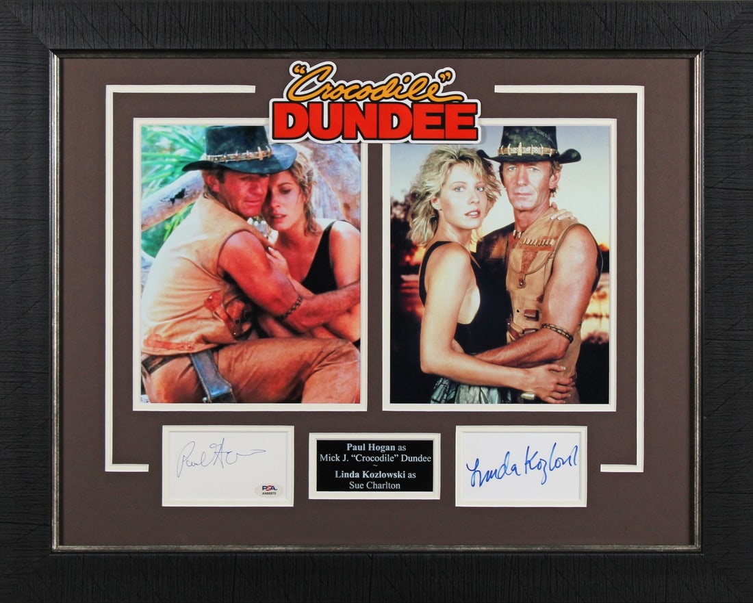 Crocodile Dundee Signed Display by Paul Hogan & Linda Kozlowski BAS Certified (1 of 3)