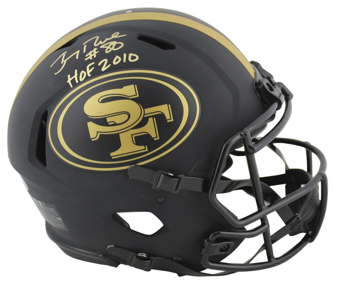 Jerry Rice Signed 49ers Eclipse Proline Speed Helmet HOF 2010 Beckett Authenticated: Jerry Rice Signed 49ers Eclipse Proline Speed Helmet HOF 2010 Beckett Authenticated This autographed San Francisco 49ers Eclipse Proline F/S Speed Helmet features the legendary Jerry Rice's signature