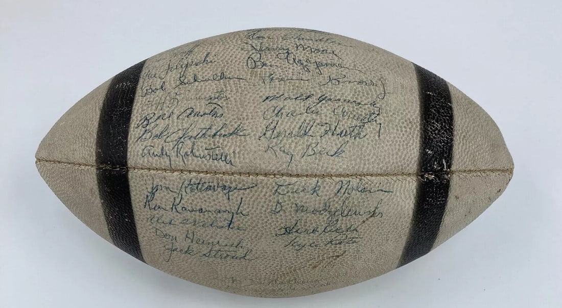 1956 New York Giants Team Signed Football with Mickey Mantle JSA COA (1 of 12)