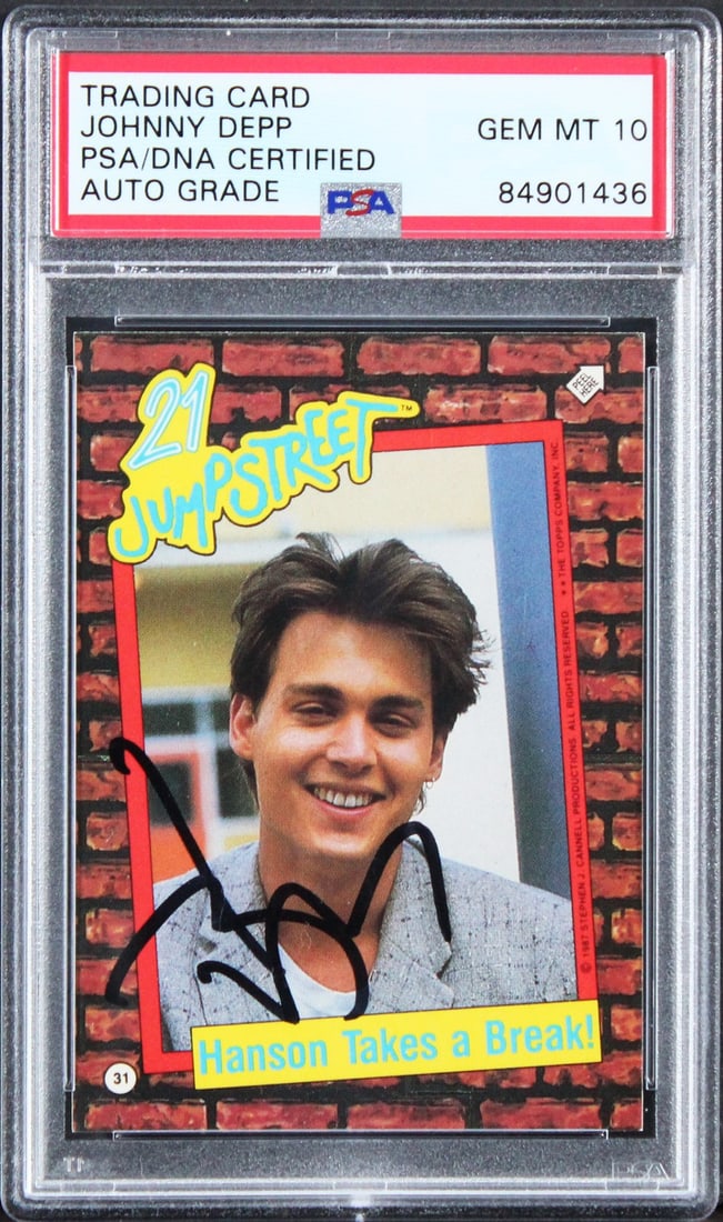 PSA DNA Slabbed Johnny Depp Autographed 21 Jump Street Trading Card Gem Mint 10 (1 of 2)