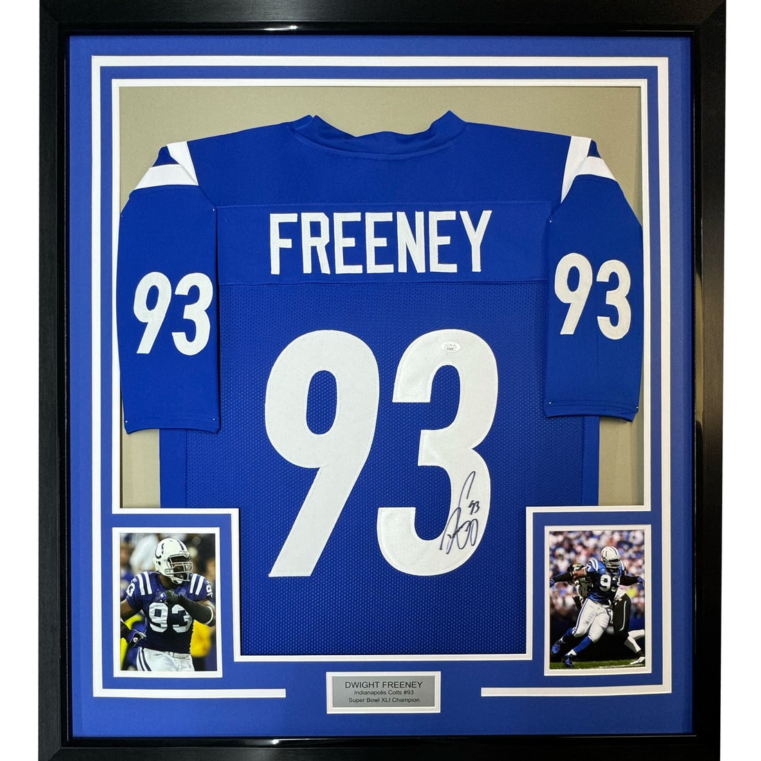 Dwight Freeney Signed Indianapolis Colts Jersey Framed Display with JSA Authentication (1 of 2)
