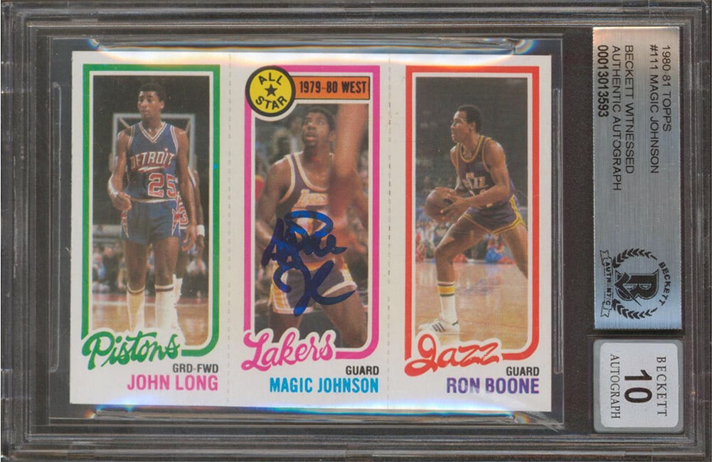 Magic Johnson Autographed 1980 Topps Card Mint 10 Beckett Slabbed (1 of 2)