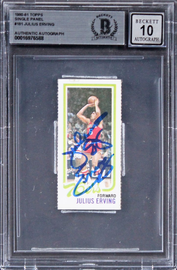 Julius Erving Signed 1980 Topps #181 Card Gem Mint 10 Beckett Authenticated (1 of 2)