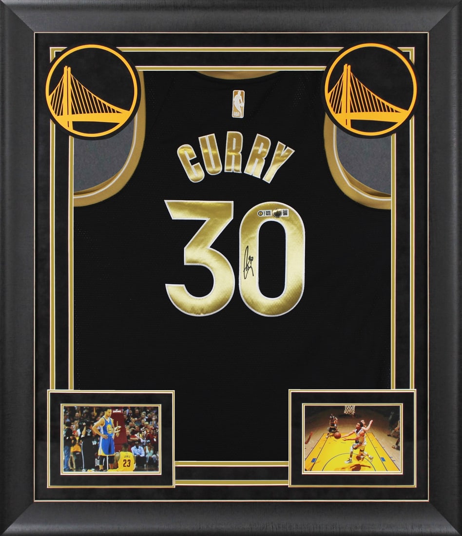 Stephen Curry Signed Black Jordan Brand Framed Jersey BAS Authenticated (1 of 2)