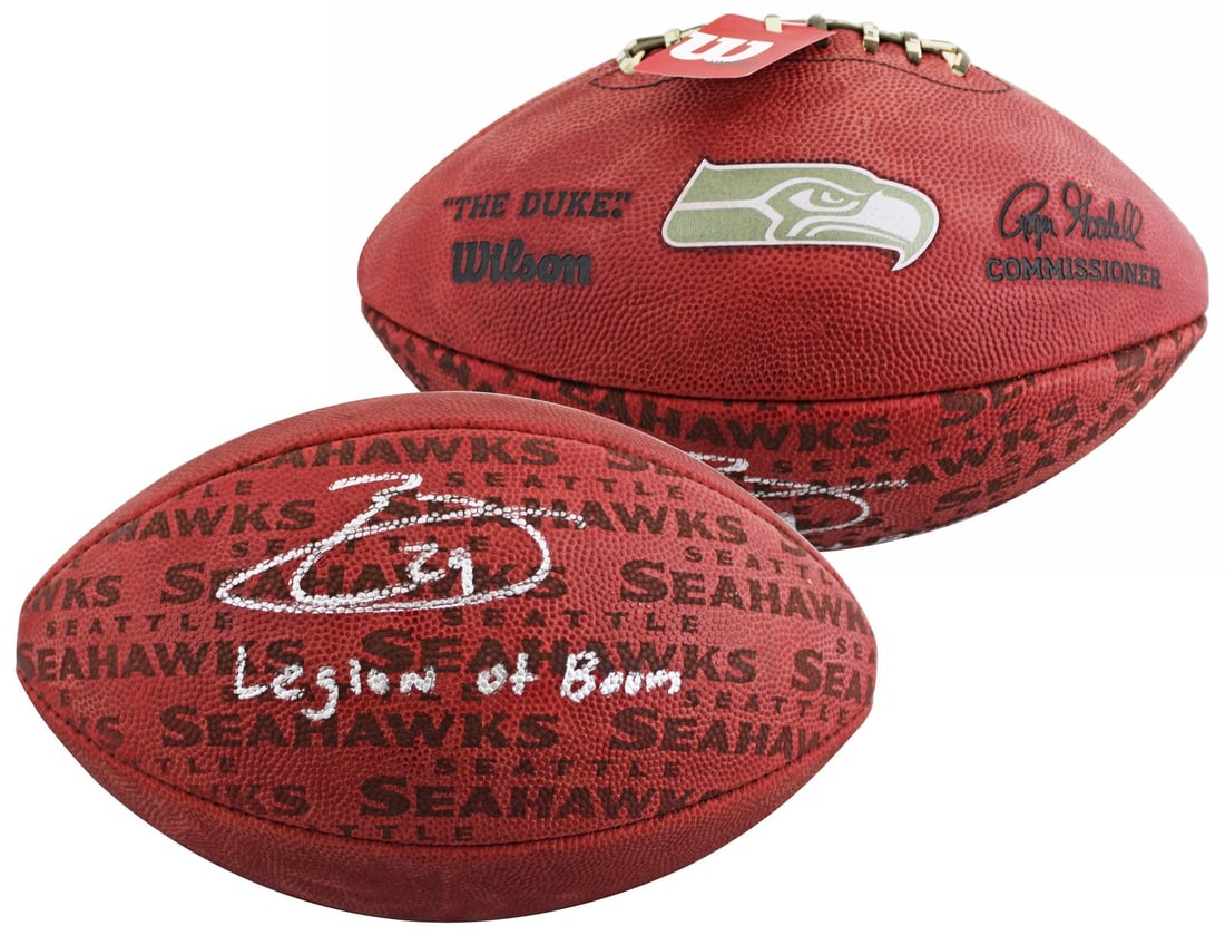 Earl Thomas Signed Seahawks Duke Football with Legion of Boom Inscription BAS Authenticated (1 of 4)